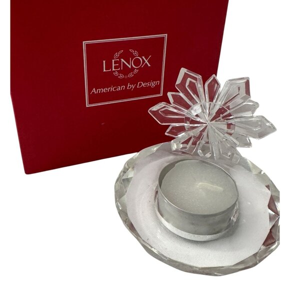 Lenox Snowflake Crystal  Votive Candle Holder In Original Box - Picture 1 of 2